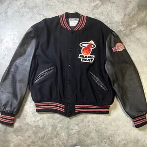 Vintage DeLong Letterman Miami Heat NBA Jacket Men's 48 Large